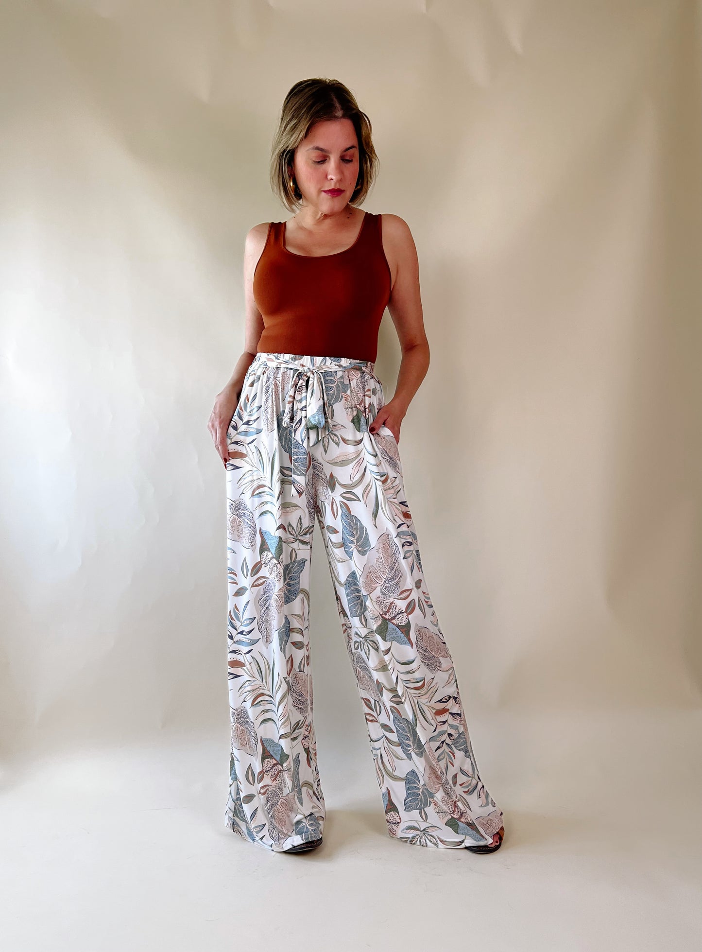 Beige Floral Pant