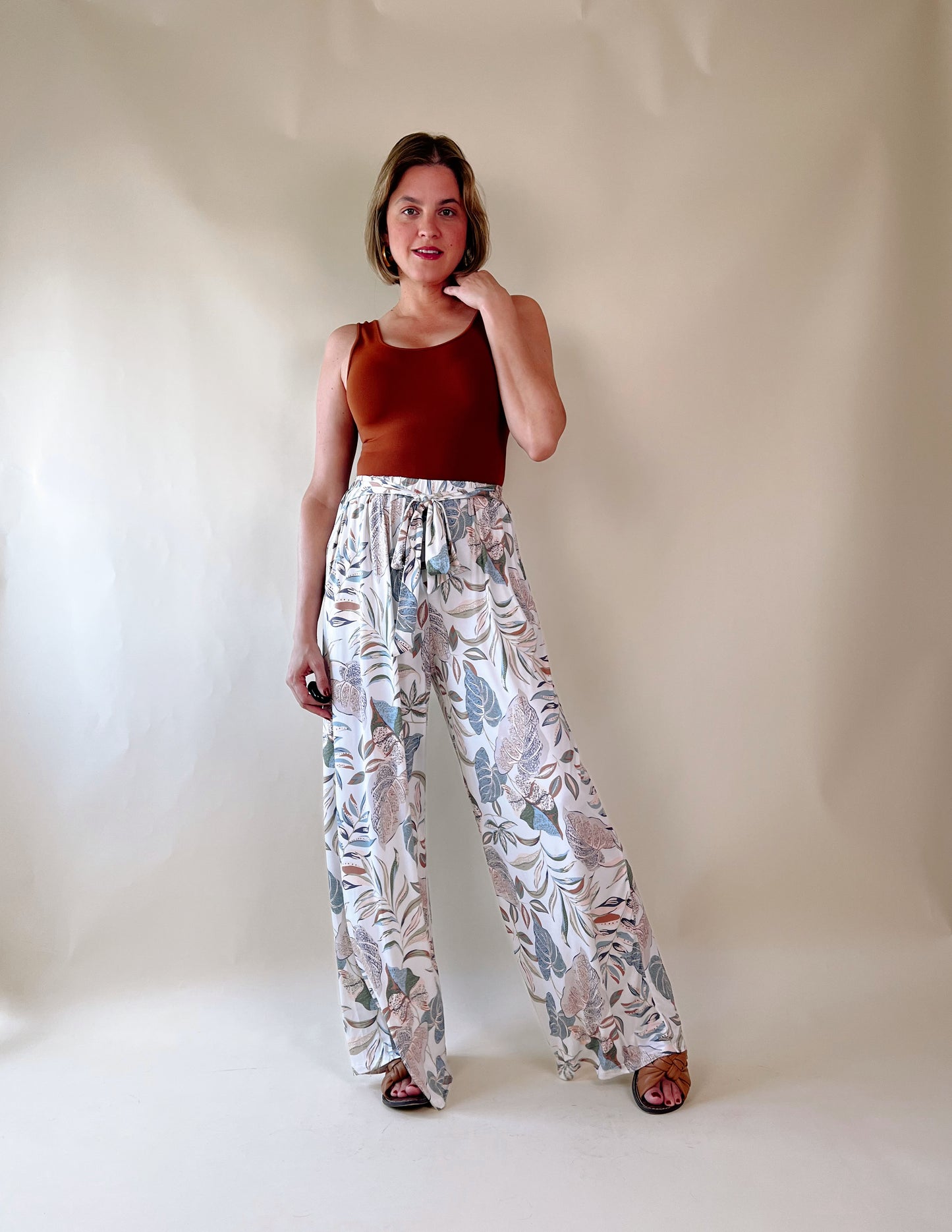 Beige Floral Pant