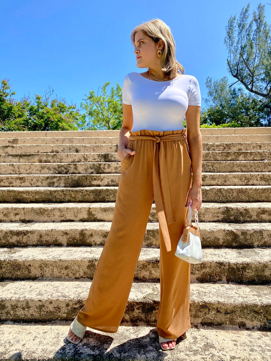 Camel Tie Waist Pants