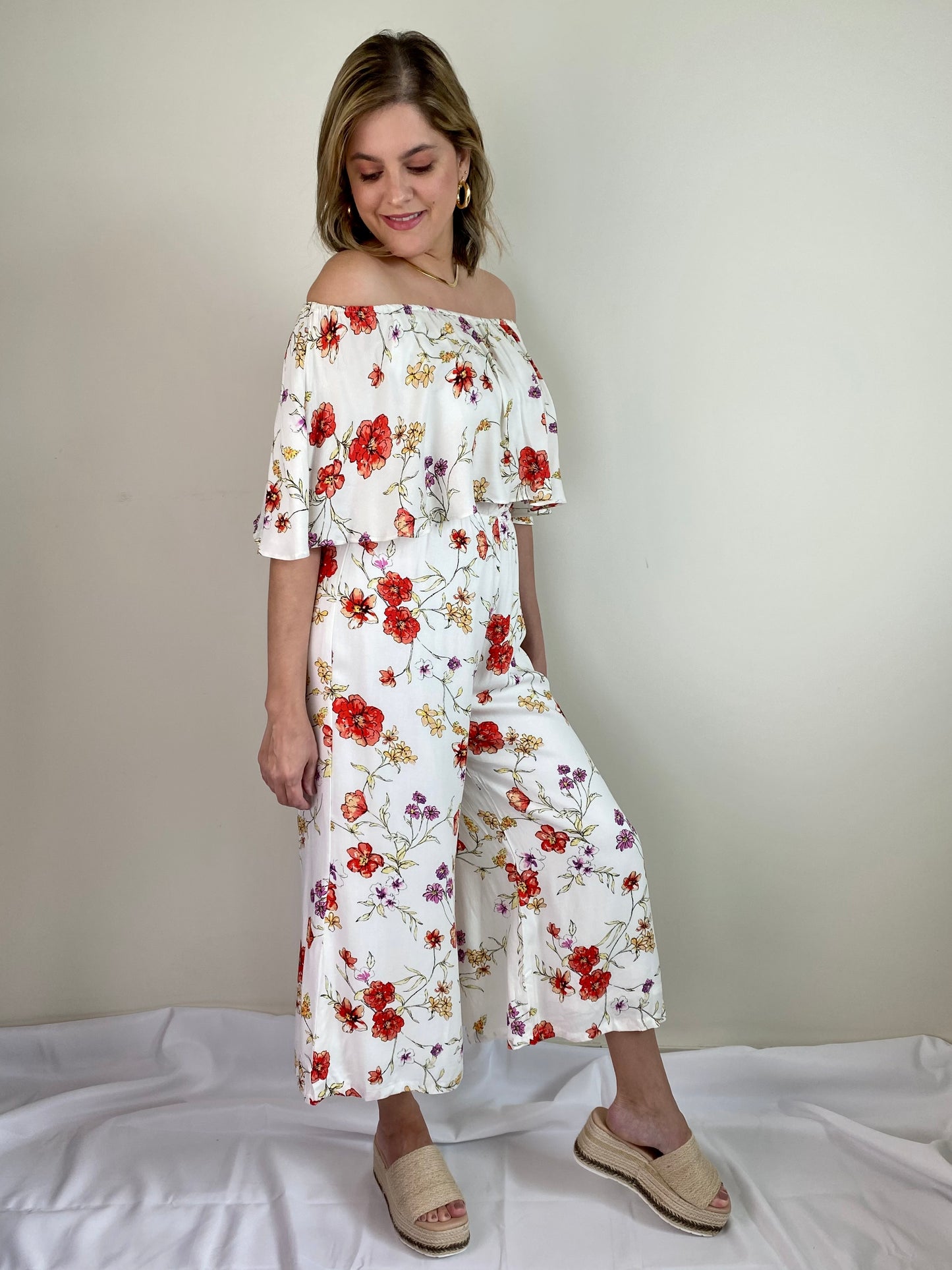 Peonies Off Shoulder Jumpsuit