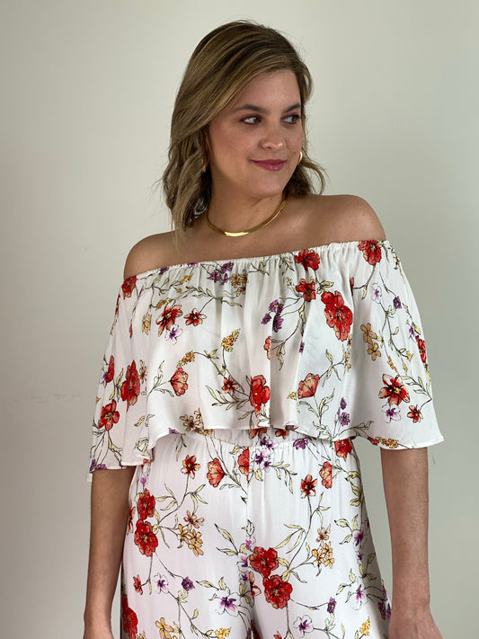 Peonies Off Shoulder Jumpsuit