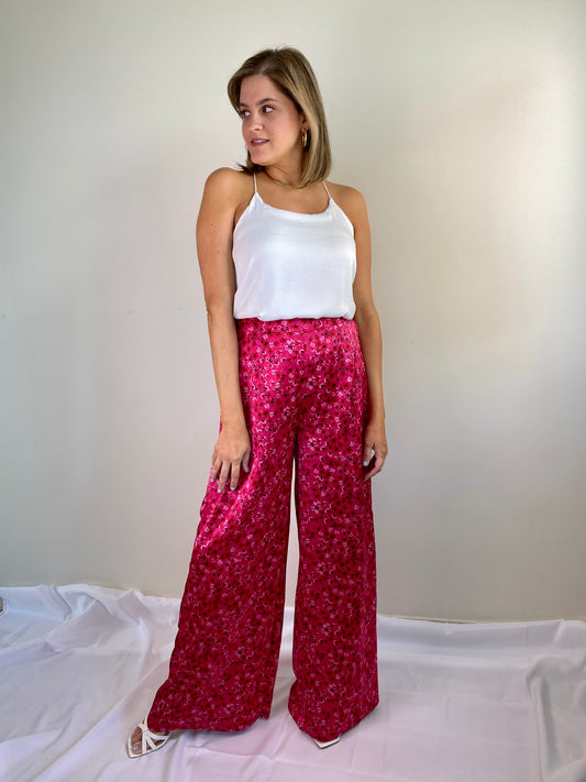 Magenta Satin Pants