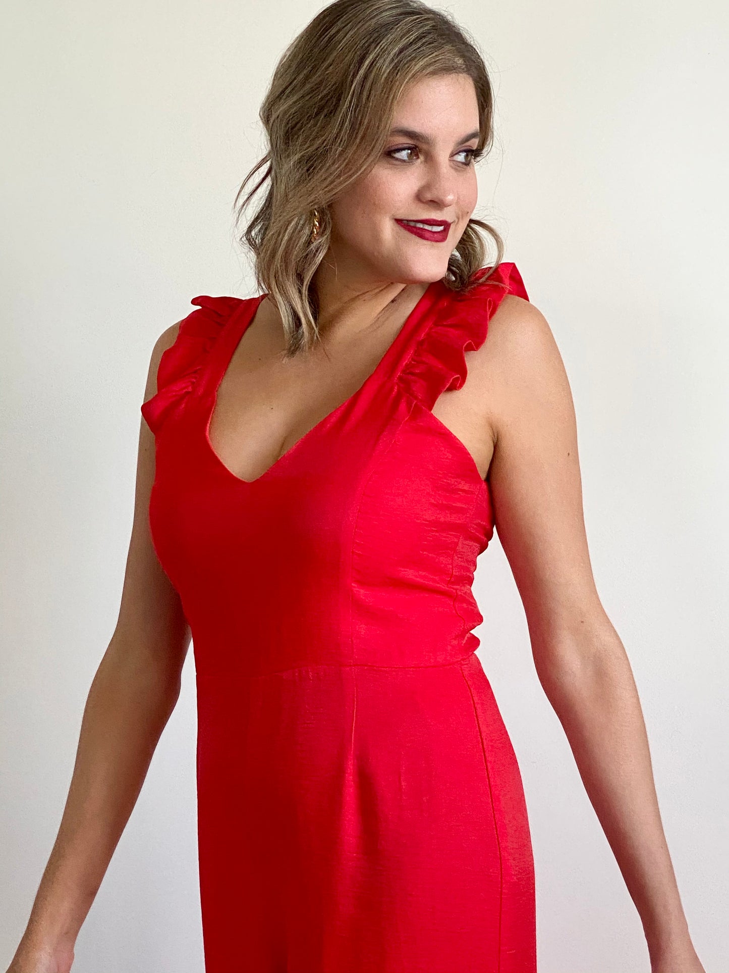 Red Ruffle Jumpsuit