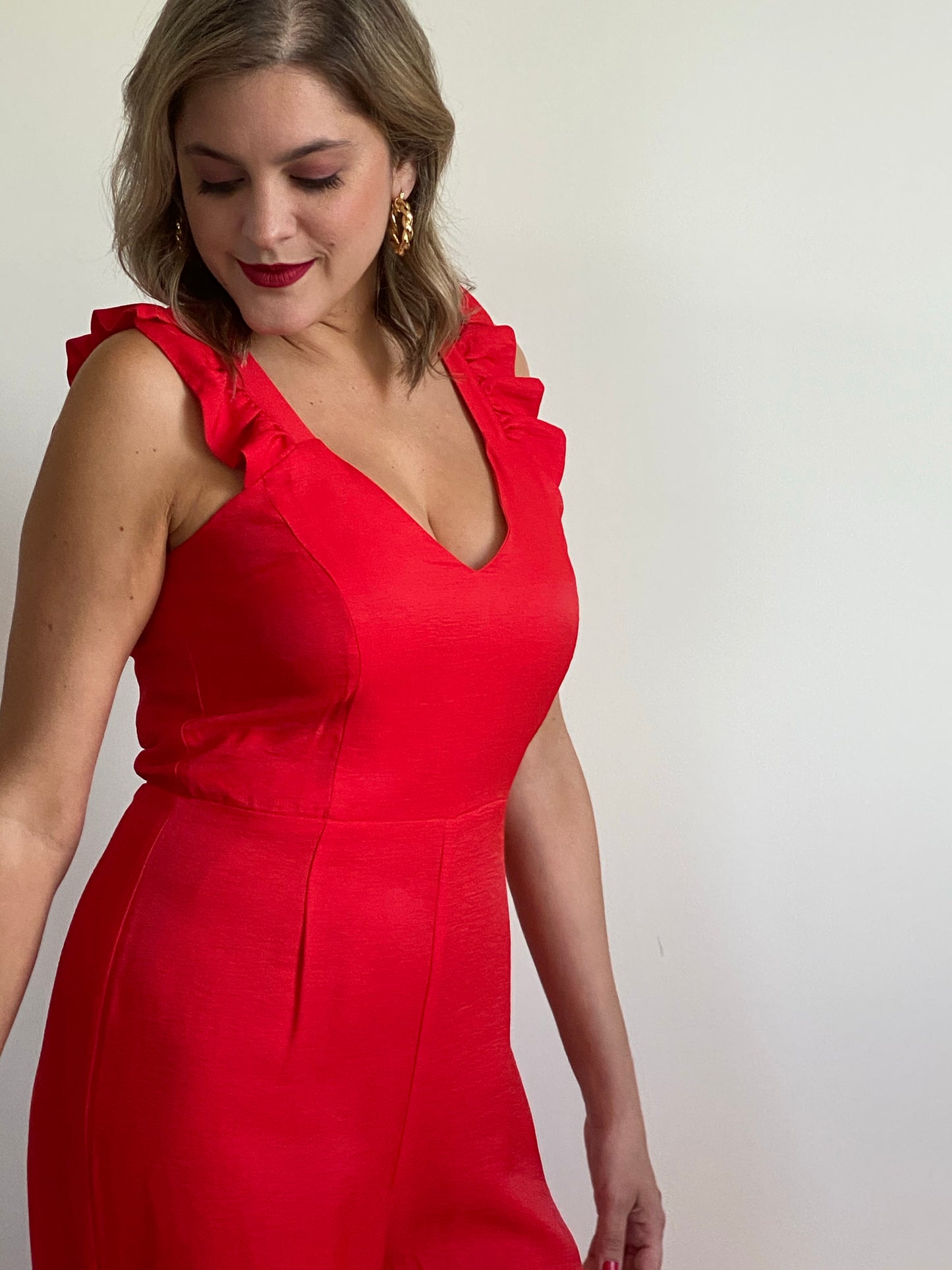 Red Ruffle Jumpsuit