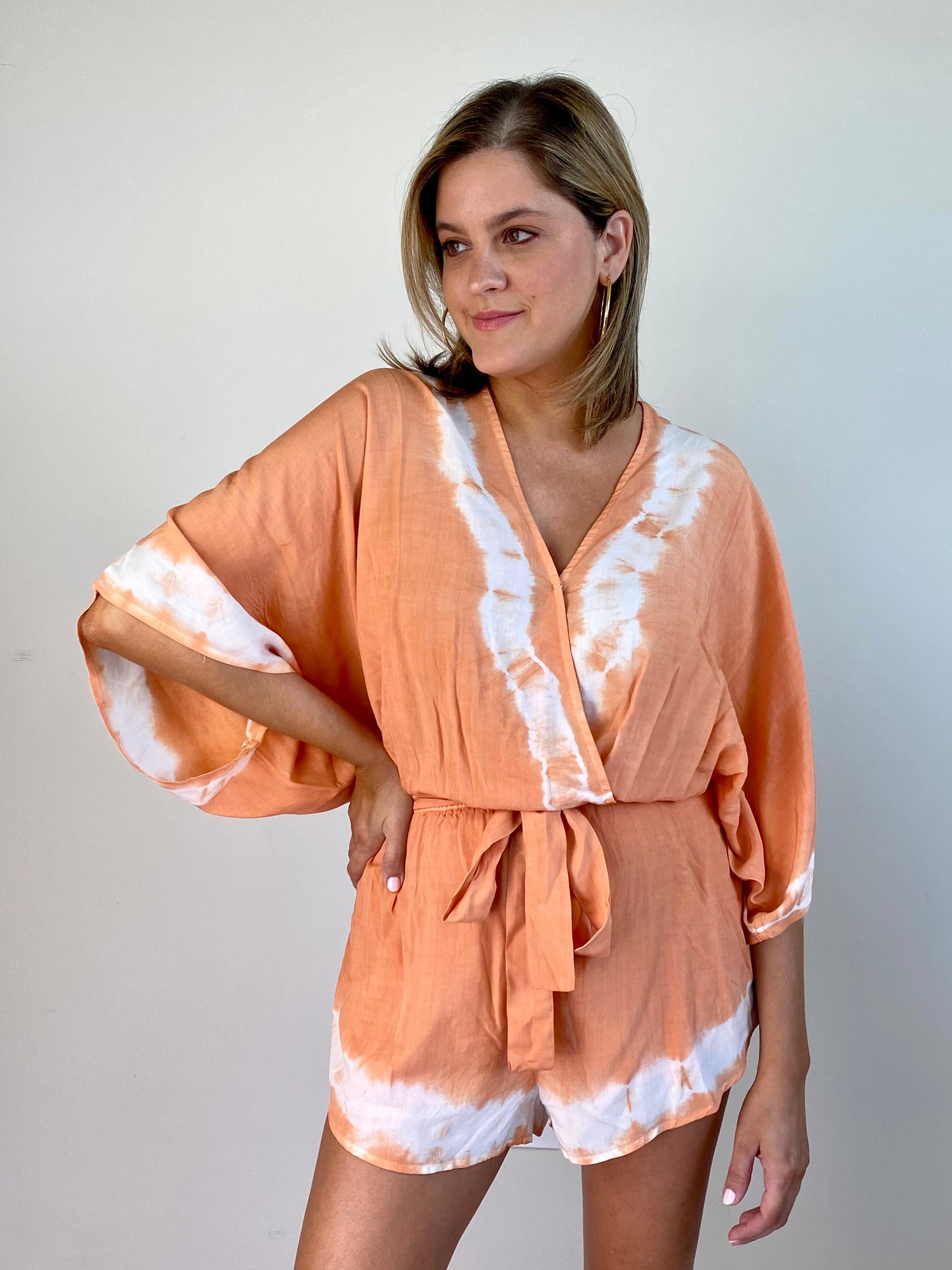 Peach Kimono Romper