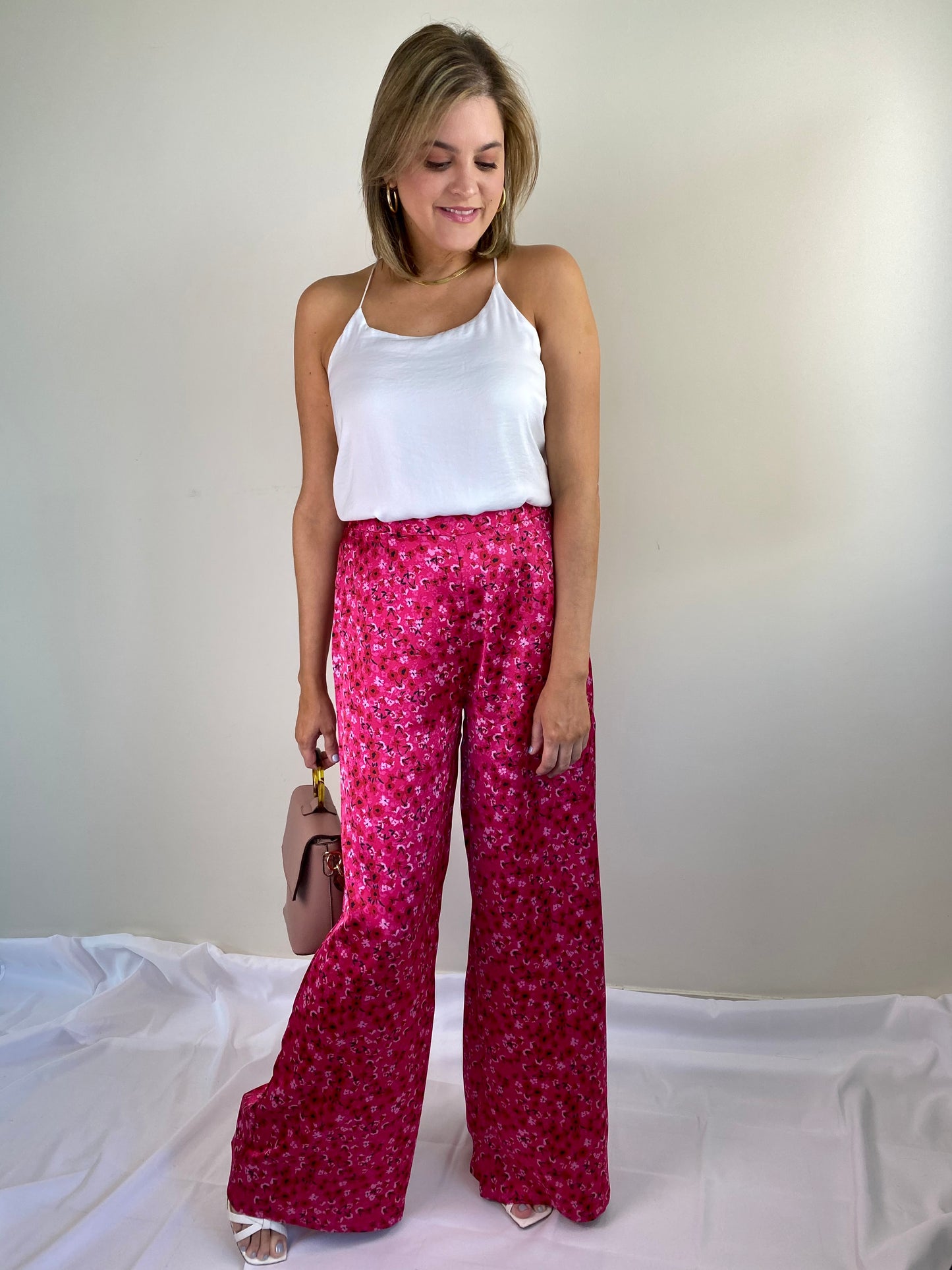 Magenta Satin Pants