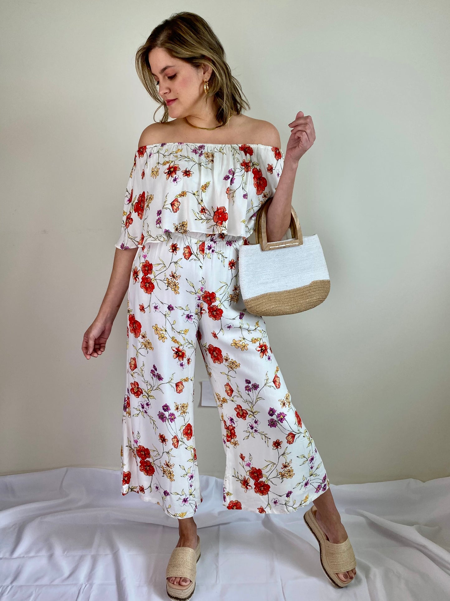 Peonies Off Shoulder Jumpsuit