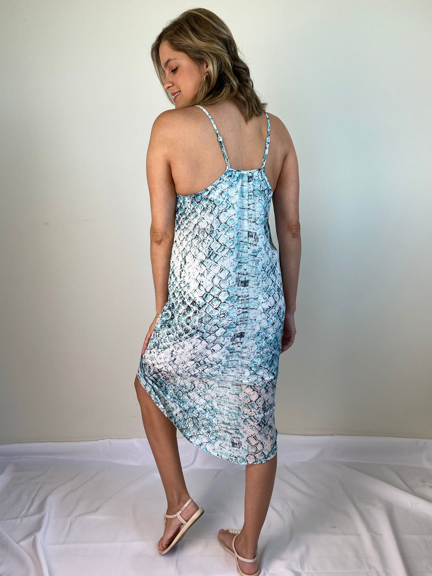 Blue Snake Draped Dress