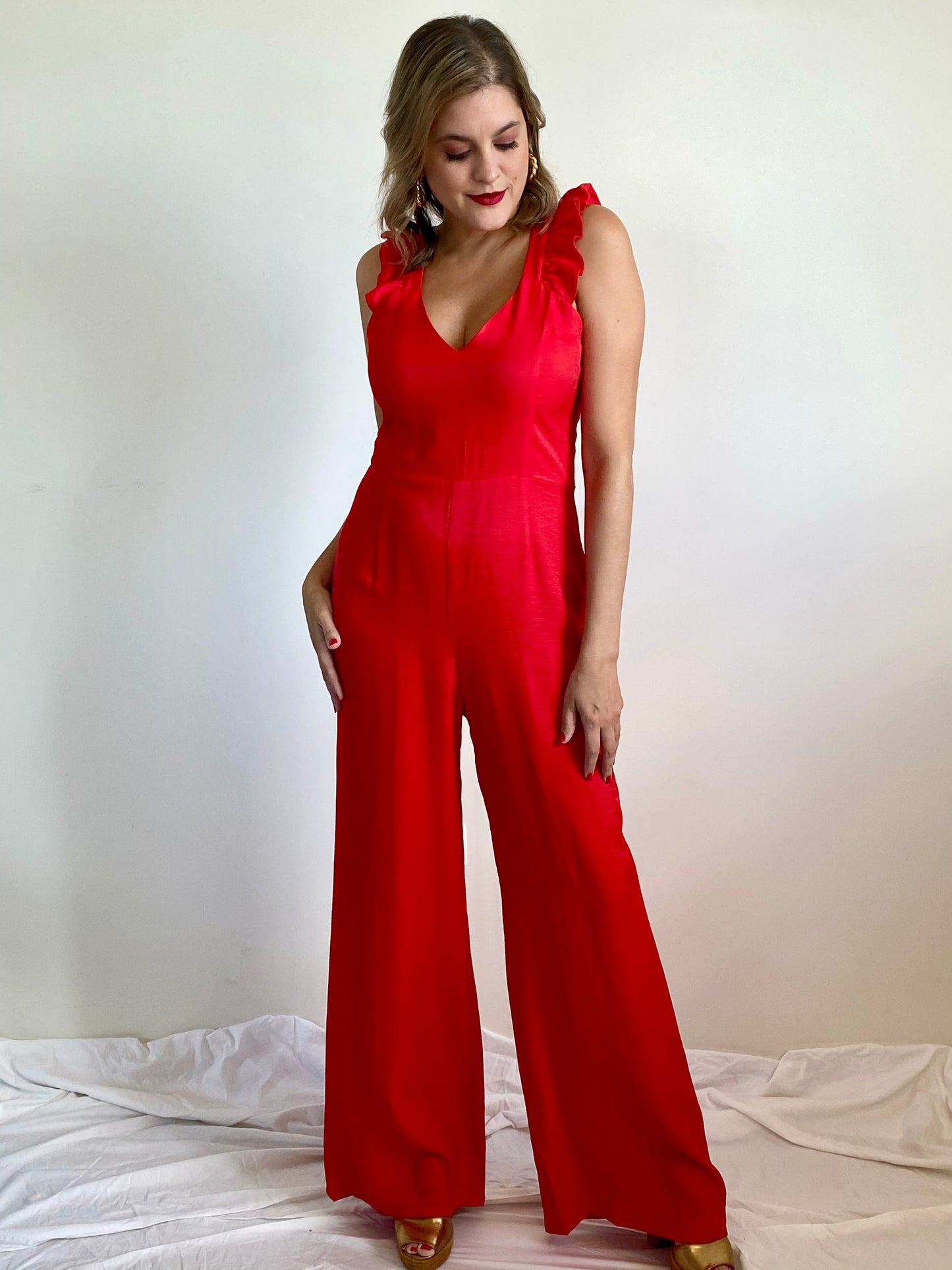 Red Ruffle Jumpsuit