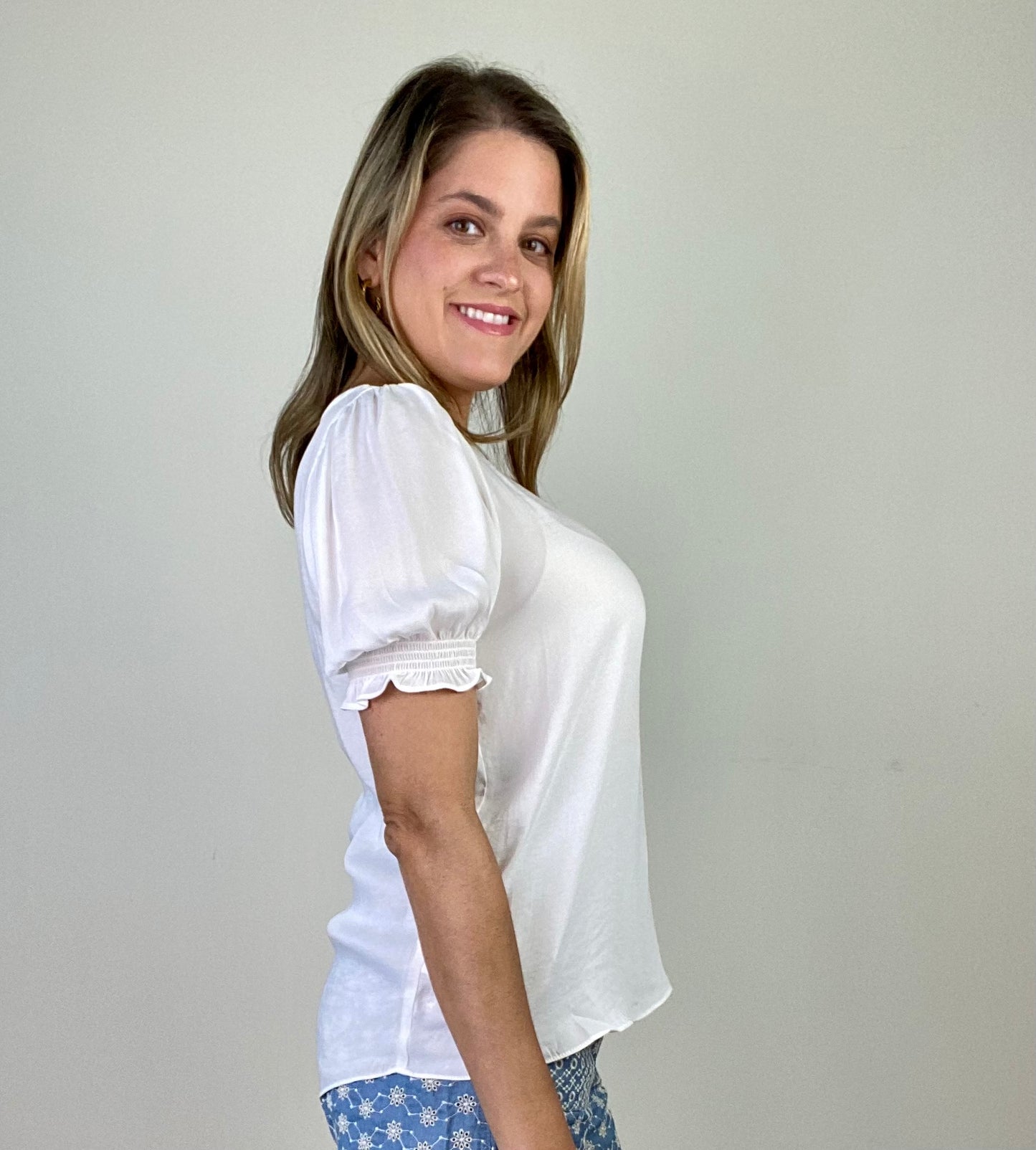 White Short Sleeve Blouse