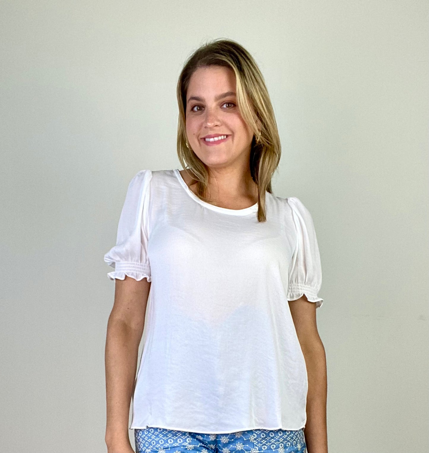 White Short Sleeve Blouse