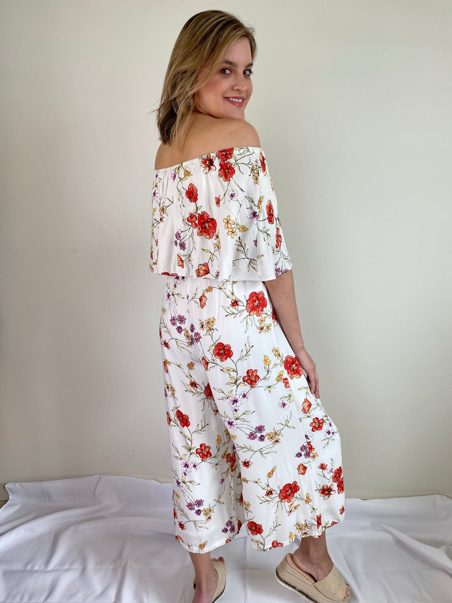 Peonies Off Shoulder Jumpsuit