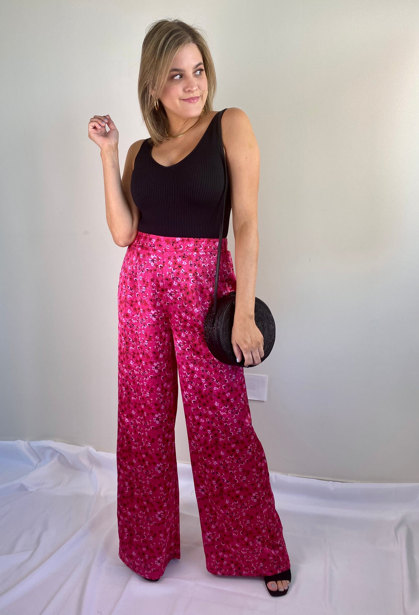 Magenta Satin Pants